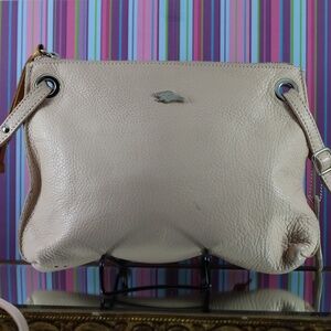 Roots pale pink leather crossbody